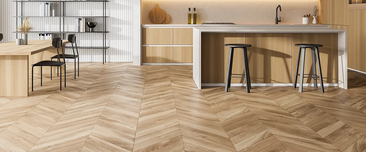 Parquet flooring in a kitchen