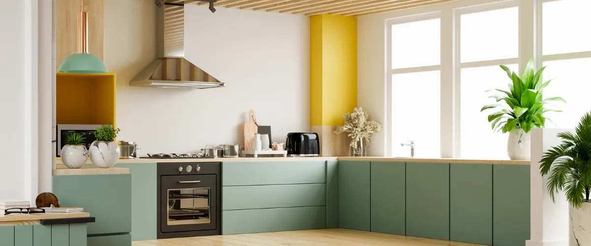 kitchen with cabinets